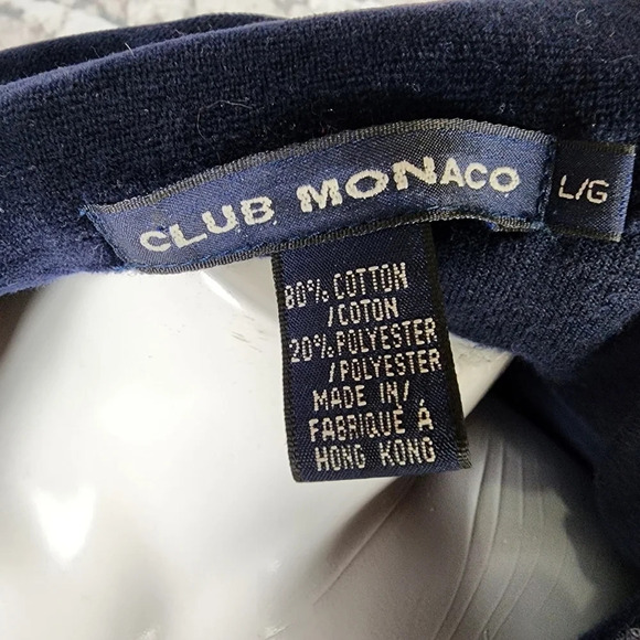 Vintage 80s Club Monaco Velour Zip Front Track Jacket Navy Blue Size Large - Picture 2 of 8